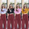 Wide Leg Pants Terno loose crop top in trendy designs & style. 