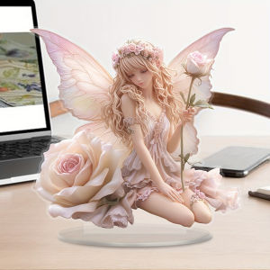 2D Flat Bohemian Angel Knickerpiece/with Corolla and Rose/Acrylic 2D Home and Office Tabletop Decor