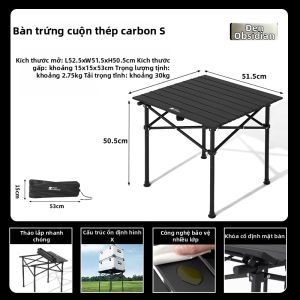 Mobi Garden | Bàn Cắm Trại Thép Carbon Cuộn Gấp Xếp Di Động Ngoài Trời
