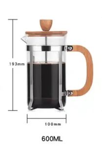 350/600ml Stainless Steel Pressing pots Food Grade Press type Wooden handle Maker French Transparent Press for Coffee and Tea