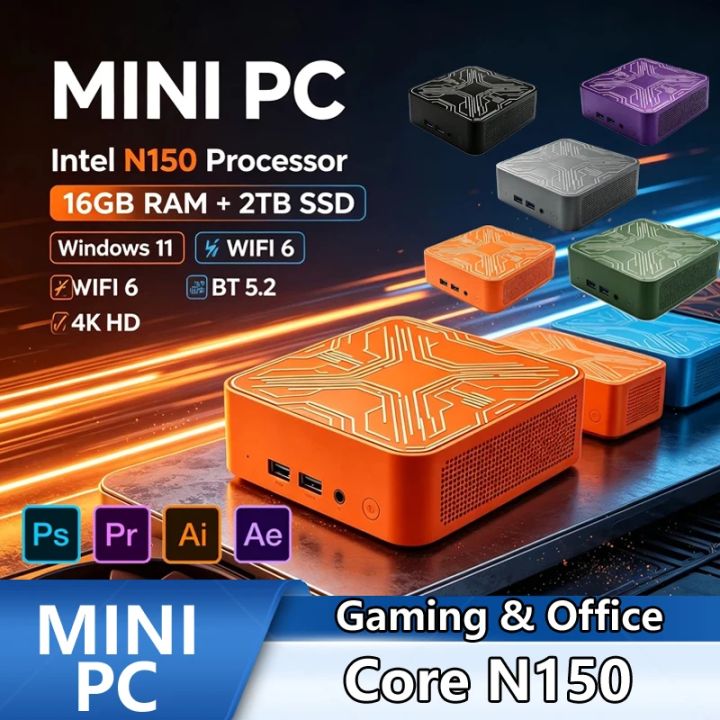 Intel Core N150 Mini PC,32GB RAM 2TB SSD Win11 WiFi6 BT5.2 4K UHD