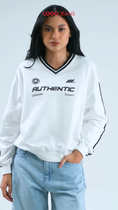 Logo Jeans Sweater Wanita Ilona Offwhite 34450L1OW
