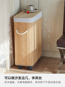 High Aesthetic Value Bamboo Woven Dirty Clothes Basket Restaurant Clothing Storage Basket Narrow Gap Toy Junk Organizer Box with Lid