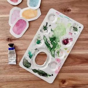 19.5เซนติเมตรอิตาลีหนักเคลือบตาราง Palette ศิลปะจิตรกรรมเครื่องมือนักเรียนกลางแจ้งจิตรกรรมสีน้ำเม็ดสี Palette อุปกรณ์ศิลปะ