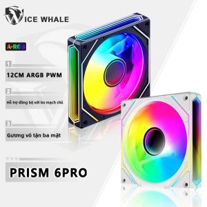 Băng Cá Voi Lăng Kính 6PRO ARGB 120mm PC Quạt 3 Mặt Vô Hạn Gương Đồng Bộ Với Bo Mạch Chủ Chiếu Sáng 4PIN RGB Cho CPU Mát