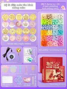 KAMOLAN | Bộ Dụng Cụ Đóng Dấu Sáp DIY Cho Trẻ Em Hình Chân Mèo Bao Gồm Lò Tan Sáp Điện