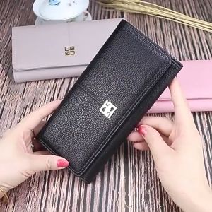 JIVIVIL กระเป๋าสตางค์ ทรงยาวใหม่ สีทึบ กระเป๋าเงินหัวเข็มขัด กระเป๋าสตางค์สไตล์เรียบง่าย ใหญ่ จุขนานด์