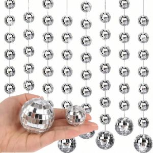 1/5set Hanging Disco Ball StringReflective Mini Mirror Disco Ball Decorations for Disco Party Wedding Festival Birthday Party