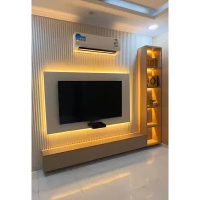 Backdrop Tv Minimalis + Lampu Led