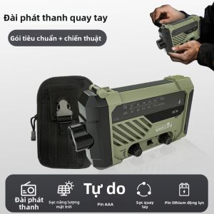 WARSUN | Đèn Pin Radio Khẩn Cấp Năng Lượng Mặt Trời Có Tay Quay