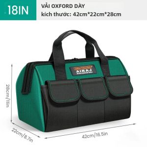 Túi Đựng Dụng Cụ Nhiều Ngăn AIRAJ 13/16/18 Inch Vải Oxford Bền Chống Thấm Nước Dây Kéo Mở Lớn Để Đựng Dụng Cụ Điện & Dụng Cụ Cầm Tay Màu Xanh Đen