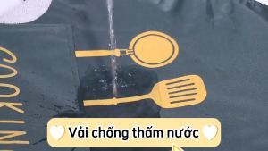 Tạp dề nấu ăn vải cotton in chữ Cooking dễ thương N016