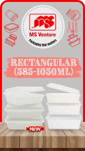 {MSV} Rectangle Microwavable Plastic Takeaway Lunch Box (585ml-1050ml) Anti Leak MS K203 500A 650A 700A 750A 1000A1100A