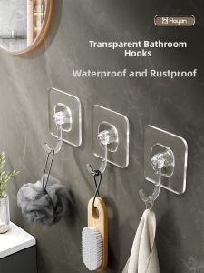 Hayan | No-Drill Strong Adhesive Wall Hook Transparent Adhesive Hook