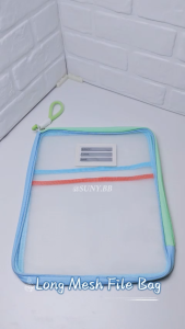 Long Clear Mesh File Bag 3Layers Organized Storage Paper Organizers L-shaped Opening Nylon Mesh