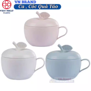Ca Cốc Uống Nước Hình Quả Táo Có Nắp Nhựa Việt Nhật (6018) Cốc Đựng Đồ Ăn Vặt