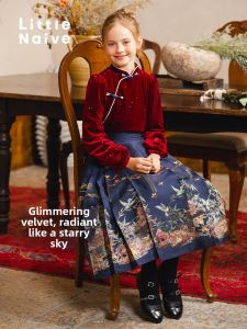 Little Naive | Winter Velvet Padded Hoodie Girls Outerwear