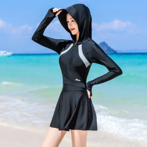 XTEP | Sleeved Modest Tummy-control Student Swimwear With Hood