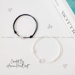 { SDH DPT 2 } Gelang Couple Love Transparan Tali Hitam Putih // Gelang Love Tali Anti Air Couple