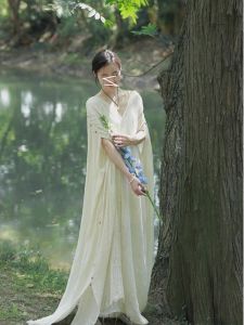 Fensee High-End Chinese Style Zen Backless Loose Kimono Dress Morning Robe Home Clothes Spring Season V-Neck Sleepwear
