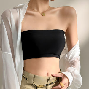 Womens Ice Silk Tube Top Vest Short Style Inner Wear Bandeau One-Piece Summer 2025 New Backless Strap Bra Matching Shirt