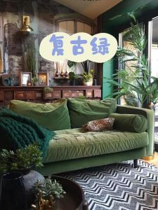 Nordic Minimalism Straight Row Olive Green Small Apartment Three-Person Corner Combination Retro Style Velvet Fabric Double Sofa