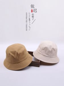 Pure Cotton Foldable Short Brim Bucket Hat Womens Summer Sun Protection Korean Style Artistic Versatile Casual Fishing Cap