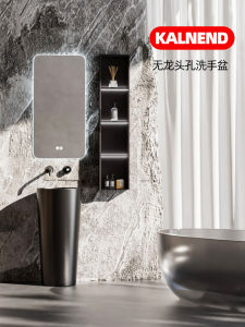 No-Hole Ceramic Column Basin Integrated round Washstand for Bathroom And Kitchen Small Size Face Washing Pool