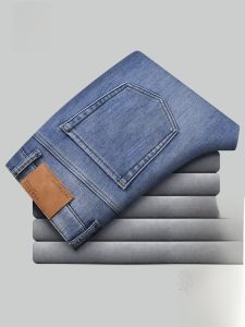 ROMON | Romon Thickened Fleece Lined Slim Fit Jeans Mens Autumn Winter New Style Elastic Casual Long Pants Youth Fashion Trend