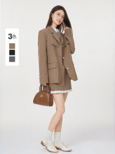 Elegant Design Womens Khaki Blazer