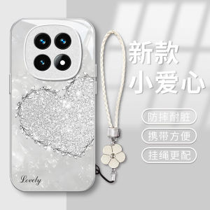 Luxurious Creative Diamond Heart Redmi Note15 pro Tempered Glass Protective Case Full Edge Protection Anti-Fall Shell Fashionable with Lanyard