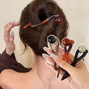 Korean Twisted Pearl Hair Clips for Women Elegant Back Hairpins for Girls Hair Accessories Vintage Barrettes Ponytail Clip Lady Headdress