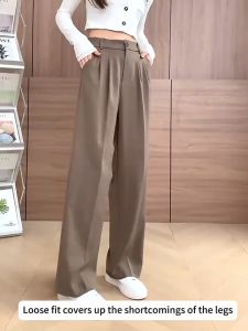 Korean style pants for women new style 2024 wide leg for women pants baggy pants Straight Length Suit Pants wide leg high waist