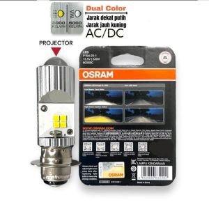 OSRAM H6 LASER LED 2 WARNA FOKUS PUTIH KUNING LAMPU UTAMA DEPAN DOP MOTOR ORIGINAL T19 PRO SOKET H6 TEMBUS KABUT HUJAN COCOK SEGALA CUACA