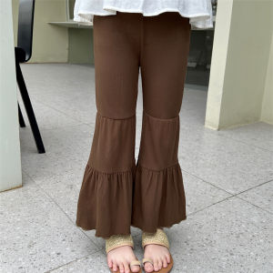 Fashionable Baby Girl Flared Pants Summer New Style Casual Pants Children Slim Long Trousers Korean Style mid Waist Elastic Waistband