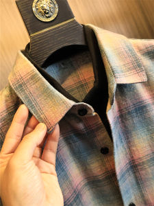 Contrast Color Check Design! Dralon Inner Wear! Spring Men Designer Line Casual Bottoming Fake Two Pieces Shirts Tide