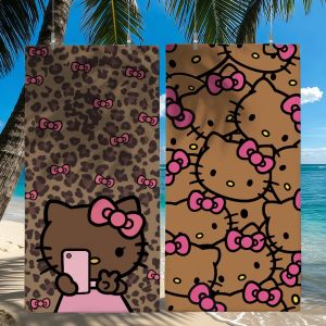 Sanrio | Sa H-HelloK-Kitty Leopard DarkSkinned Hottie Quick Drying Beach Towels Are Suitable For Swimming Pools Camping Yoga And The Gym