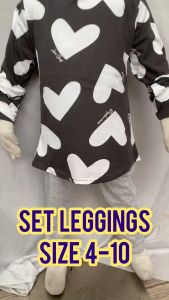 SET BAJU LEGGINGS BUDAK PEREMPUAN SIZE 4-8 100% COTTON LONG AND SHORT SLEEVES BAJU BUDAK SELUAR LEGGING BUDAK