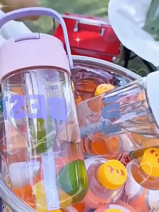 600/800ML Straw Cup Plastic Portable Tea Water Separation Cup Large Capacity Leak-proof Student Water Bottle with Handle