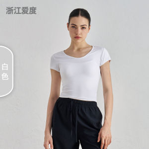 Comfortable Skin-Friendly Yoga Fitness T-Shirt Womens Short Sleeve Slimming Waist-Cinching Casual Sporty Breathable Top