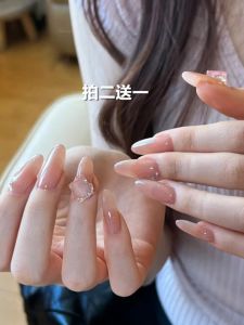 Ice Transparent Wearable Nail Tips Mid-Length 2024 New Style Luxury Feeling Nail Art Diamond Decor Pure Desire Nail Patch
