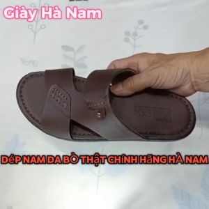 Dép Nam Quai Ngang Da Bò Thật HÀ NAM Cao Cấp DNA2218