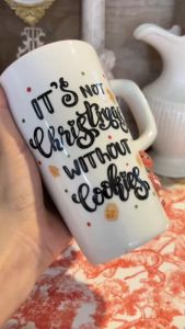 Ly có quai  its not christrras wiyhout cookiey  dễ thương  vui mắt với bánh gừng  làm quà  giáng sinh-cup with handle its not christrras wiyhout cookiey  cute  fun with gingerbread  gift  christmas-
