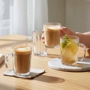 Bộ 4 Ly Thủy Tinh Quai Cầm Sọc Dày 330ml – Fluted Mug Premium