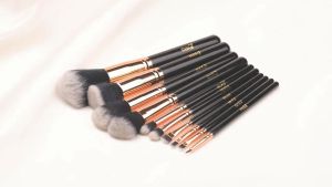 Lady Q Professional ชุดแปรงแต่งหน้า 10 ชิ้น STBA10b1 ขนแปรงเนียนนุ่ม แน่นหนา คุณภาพดี สีติดง่าย ไม่หลุดร่อน น้ำหนักเบา พร้อมซองกระเป๋าหนังแท้ แสนคุ้มค่า!!! - สีดำ