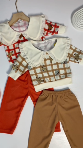 Setelan Anak Baby Kotak Stella 0-7 tahun Baju Set Celana Bayi Perempuan Gubaby