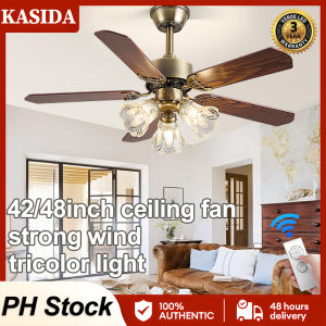 KASIDA NEW ceiling fan with light modern with remote ceiling light with fan retro wood ceiling fan with led light tricolor dimming 6 speed wind ceiling fan 5 blades big ceiling fans for living room bedroom dinning garage