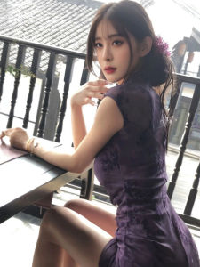 CHANGTONG | Elegant Chinese Style Purple Fitted Cheongsam 2026 Spring