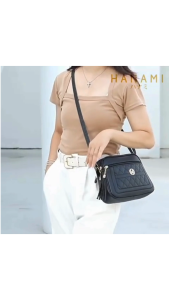 HANAMI Tas Selempang Fashion Branded Hitam Korea Bag TA1169B5 Chiyako Style Wanita