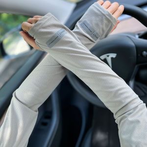 Large Size Ice Sleeves for Mens Sun Protection Sleeves Summer Outdoor UV Protection Loose Hand Sleeves Mens Driving Arm Protection Sleeves